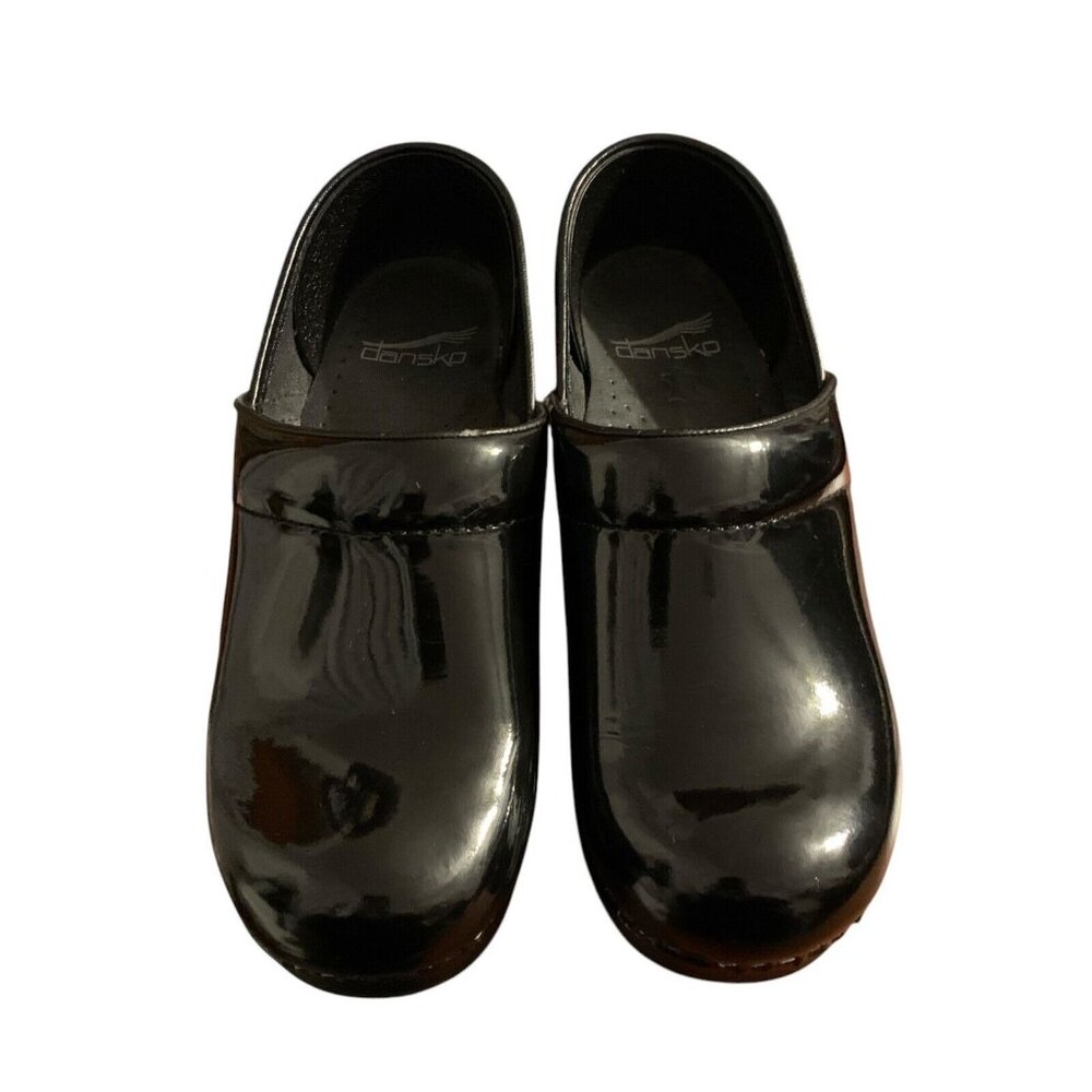 DANSKO Black Patent Leather Clogs Shoes Size 35 READ